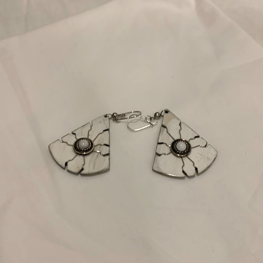 White earrings from Peru